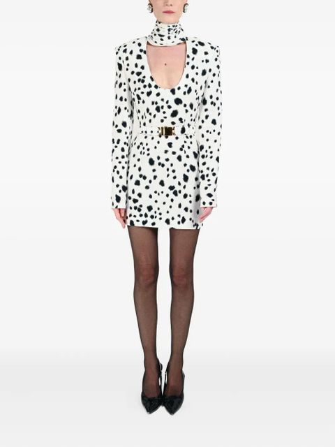 Rowen Rose dalmatian draped-collar mini dress - White - zdjęcie produktu nr 2