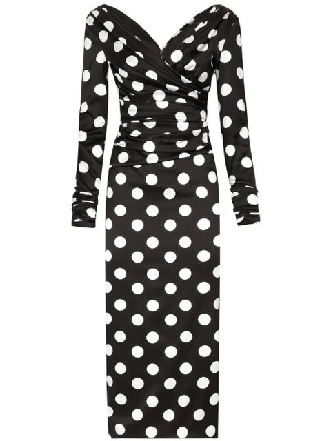 Dolce & Gabbana polka dot-print satin dress - Black - zdjęcie produktu nr 1