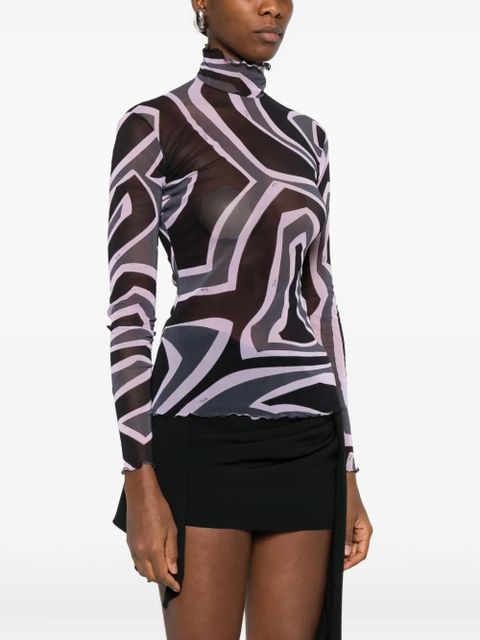 PUCCI abstract-print mesh top - Black