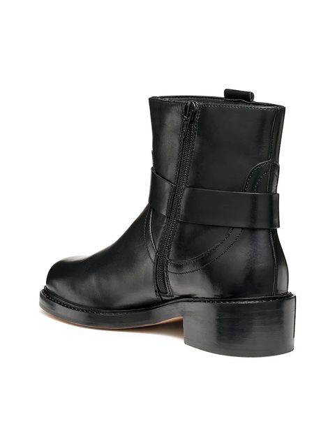 Geox botki skórzane D NALVIA damskie kolor czarny na płaskim obcasie D565QB 000FF C9999