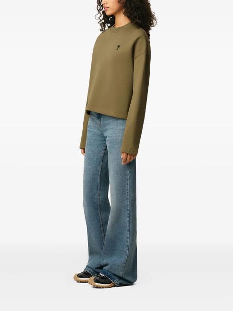 AMI Paris Ami De Coeur contrasted cotton sweatshirt - Green - zdjęcie produktu nr 2