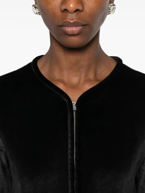 Jil Sander zip-up velvet jacket - Black