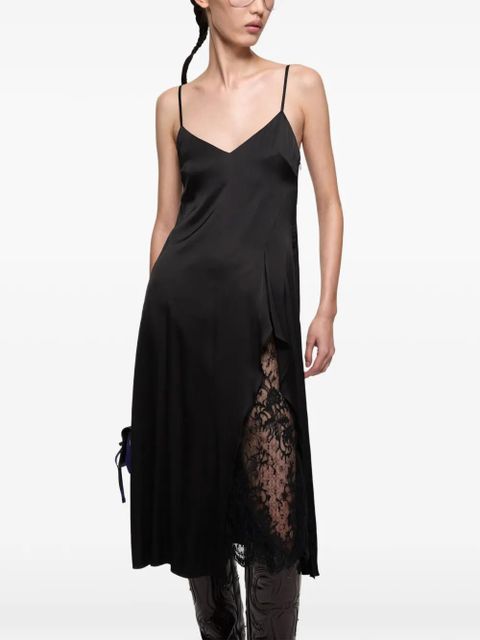 Acne Studios lace-insert V-neck midi dress - Black - zdjęcie produktu nr 2