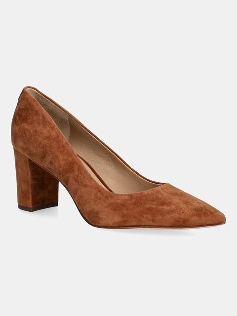 Lauren Ralph Lauren czółenka zamszowe Lanette Blkh kolor brązowy na słupku 802967743002