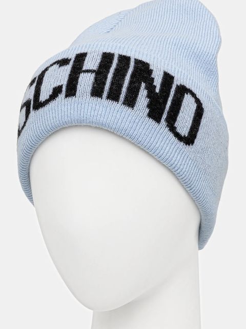 Moschino czapka z domieszką wełny kolor niebieski z grubej dzianiny M5672 60102 - zdjęcie produktu nr 2