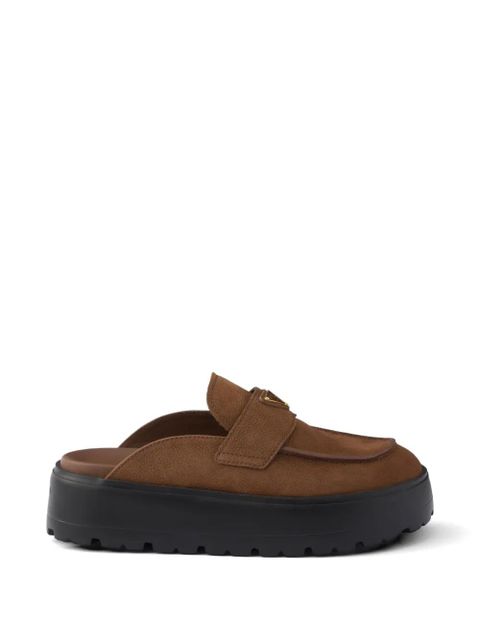 Prada nubuck flatform mules - Brown - zdjęcie produktu nr 1