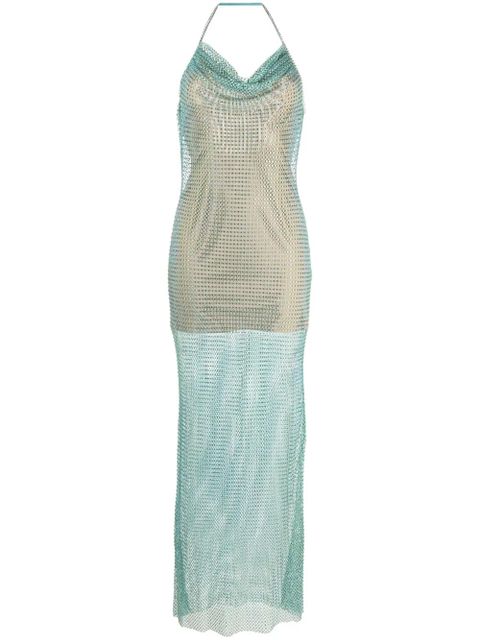 Self-Portrait rhinestone mesh dress - Green - zdjęcie produktu nr 1