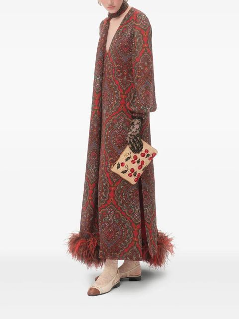 Valentino Garavani VLogo Signature Cherryfic-print clutch bag - Neutrals