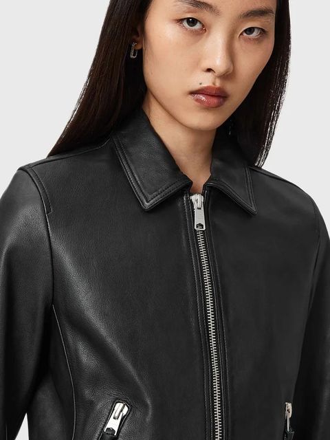 AllSaints kurtka skórzana kolor czarny przejściowa W057LD - zdjęcie produktu nr 2