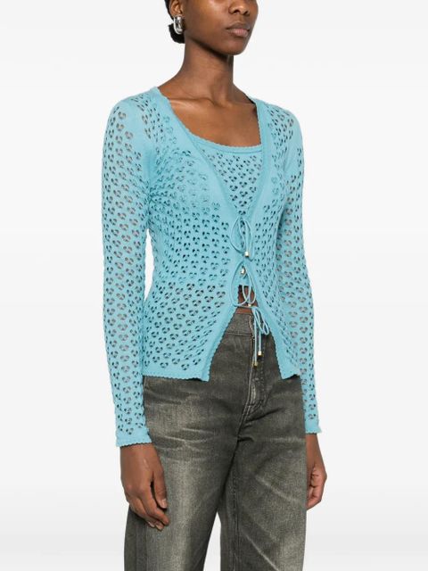 Blumarine lace-up twinset knitwear - Blue