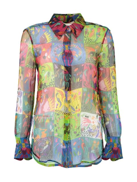 Chloé graphic-print semi-sheer shirt - Green - zdjęcie produktu nr 1