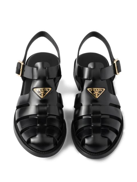 Prada leather fisherman sandals - Black