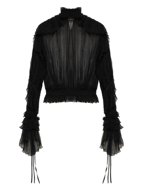 Blumarine high-neck lace blouse - Black - zdjęcie produktu nr 1