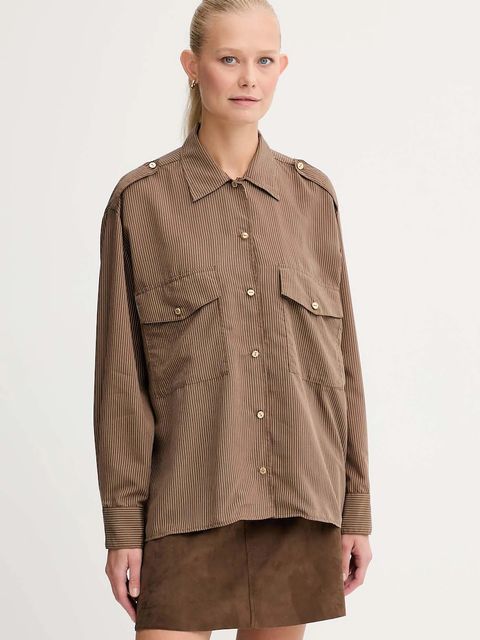 Sessun koszula damska kolor brązowy relaxed z kołnierzykiem klasycznym 25110019 - zdjęcie produktu nr 1