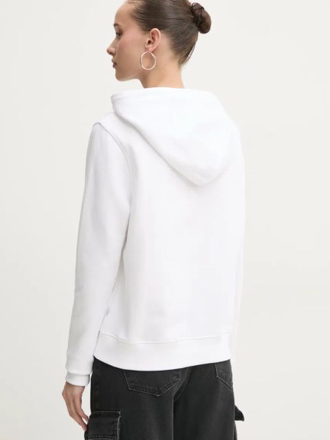 Guess Jeans bluza bawełniana damska kolor biały z kapturem z aplikacją W5RQ17 K68I4