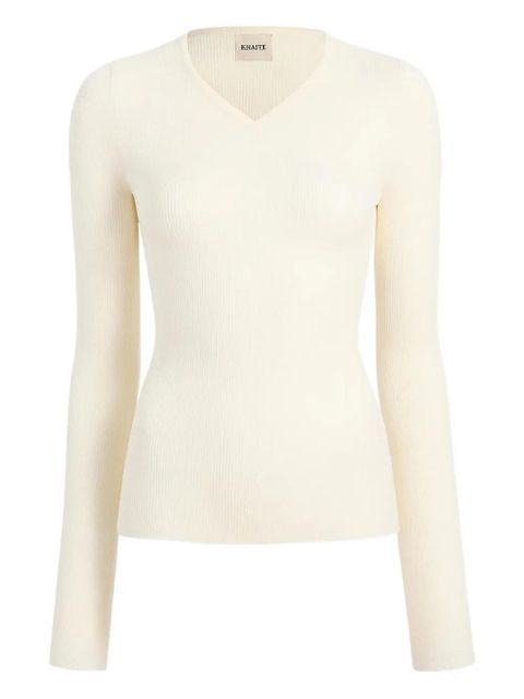 KHAITE v-neck sweater - White