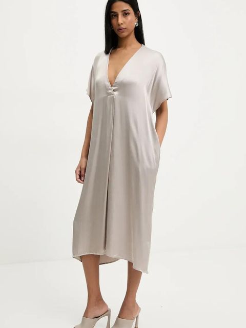Answear.LAB sukienka kolor srebrny midi oversize - zdjęcie produktu nr 2