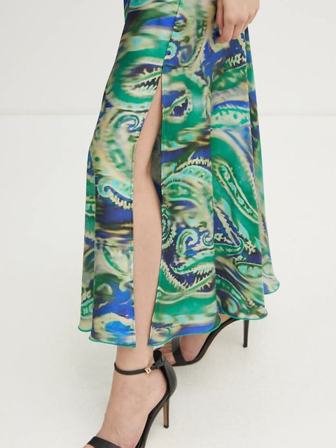 Simona Corsellini sukienka kolor zielony maxi rozkloszowana P25CPAB033