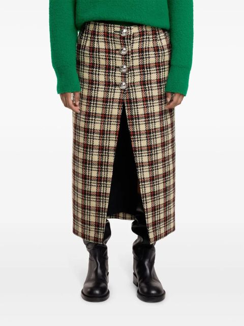 Rabanne tartan-pattern midi skirt - Neutrals