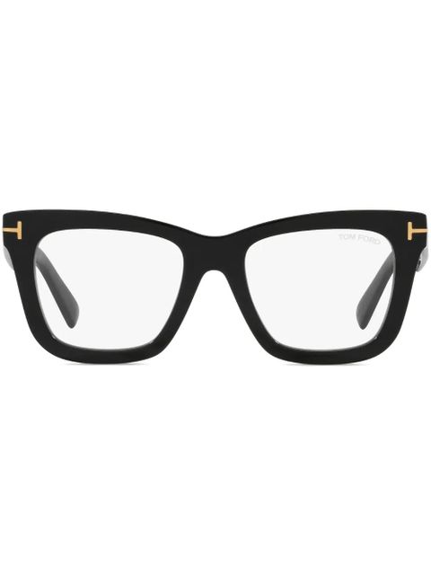 TOM FORD Eyewear logo-plaque square-frame glasses - Black - zdjęcie produktu nr 1