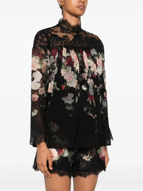 ZIMMERMANN lace-trimmed floral blouse - Black - zdjęcie produktu nr 2