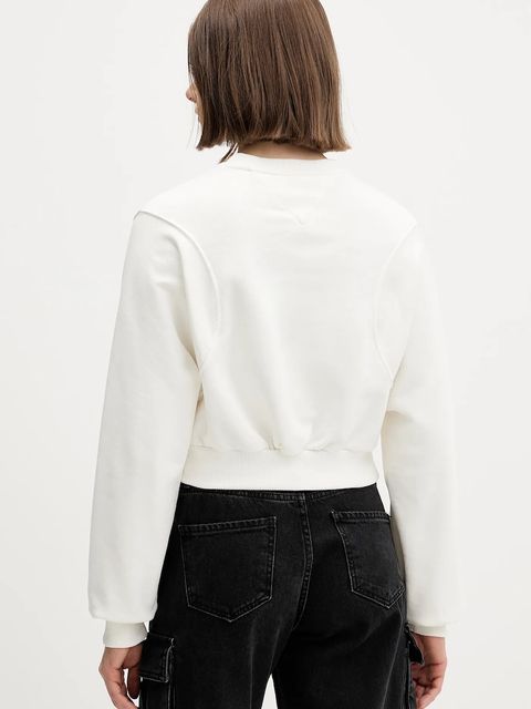 Tommy Jeans bluza bawełniana damska kolor biały gładka DW0DW21831