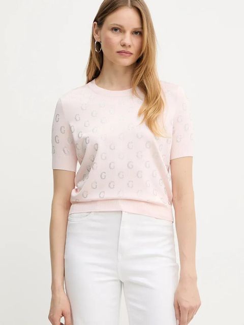 Guess t-shirt JASMINE damski kolor różowy W5GR05 Z3D60 - zdjęcie produktu nr 1