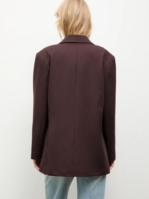Answear.LAB marynarka kolor bordowy jednorzędowa gładka