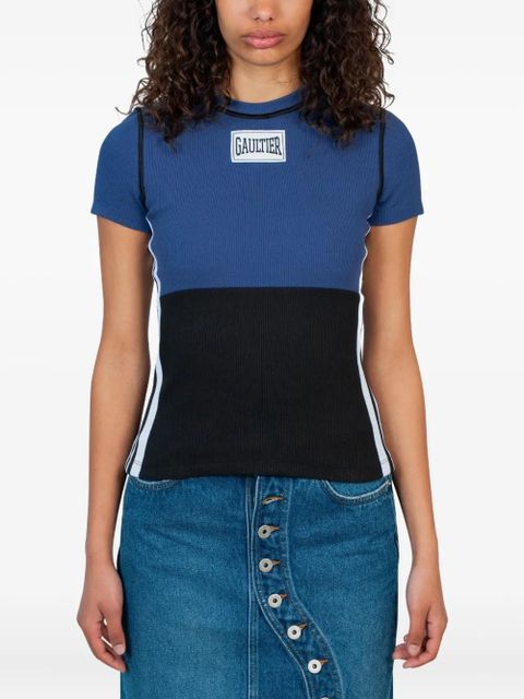 Jean Paul Gaultier ribbed panelled t-shirt - Blue - zdjęcie produktu nr 1