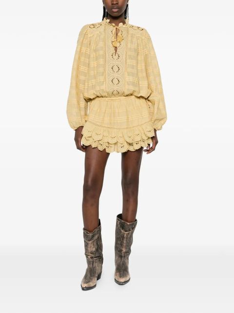 MARANT ÉTOILE long-sleeve ruffled mini dress - Neutrals - zdjęcie produktu nr 2
