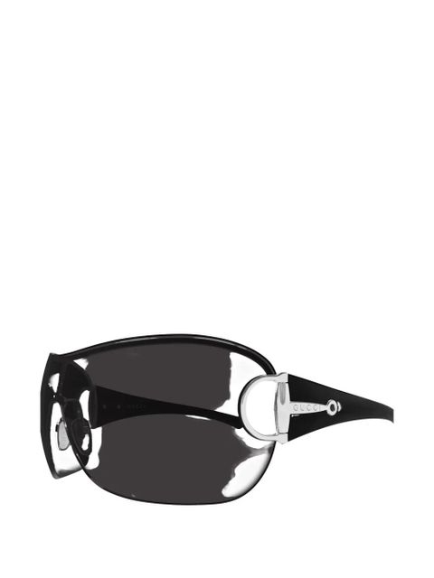 Gucci Eyewear horsebit shield-frame sunglasses - Black