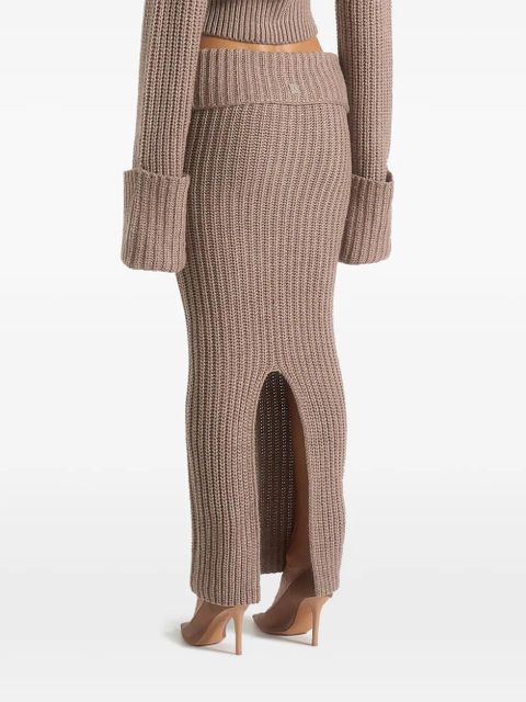 Manière De Voir Lyra foldover knitted maxi skirt - Neutrals