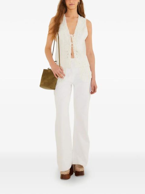 FARM Rio floral-embroidered fringe top - White - zdjęcie produktu nr 2