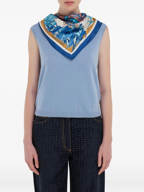 Ferragamo India-print silk scarf - Blue - zdjęcie produktu nr 2