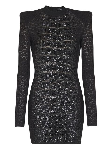 Balmain sequin-embellished knit mini dress - Black - zdjęcie produktu nr 1