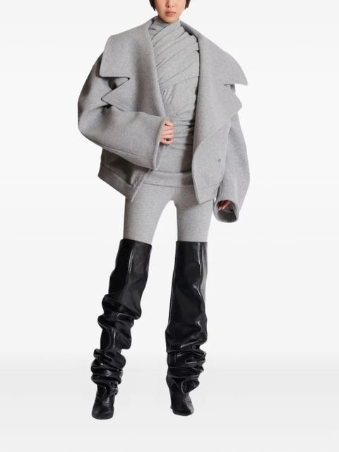 Balmain draped short-sleeve knit top - Grey