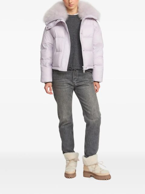Yves Salomon removable-collar puffer jacket - Purple