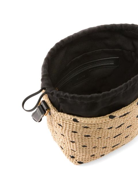 PINKO raffia drawstring bucket bag - Neutrals