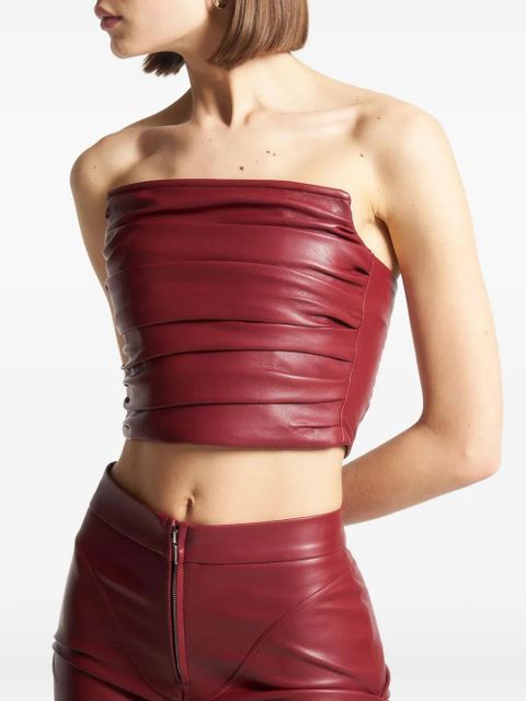 Manière De Voir pleated zip-up corset top - Red