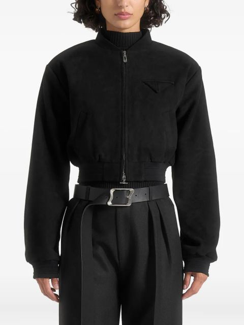 Manière De Voir Monique wide-shoulder zip jacket - Black