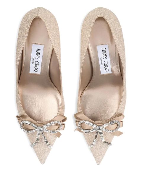 Jimmy Choo 70mm Auria crystal bow pumps - Gold - zdjęcie produktu nr 2