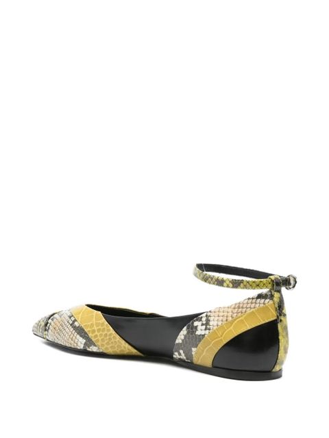 Marni snake-print ballet flats - Yellow