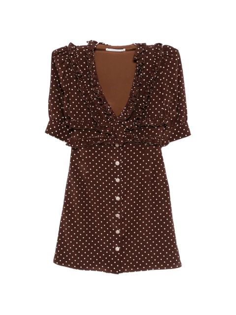Alessandra Rich ruffled polka-dot mini dress - Brown - zdjęcie produktu nr 1