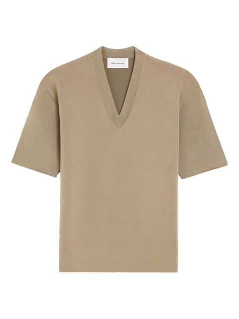 AMI Paris V-neck short-sleeve T-shirt - Neutrals - zdjęcie produktu nr 1