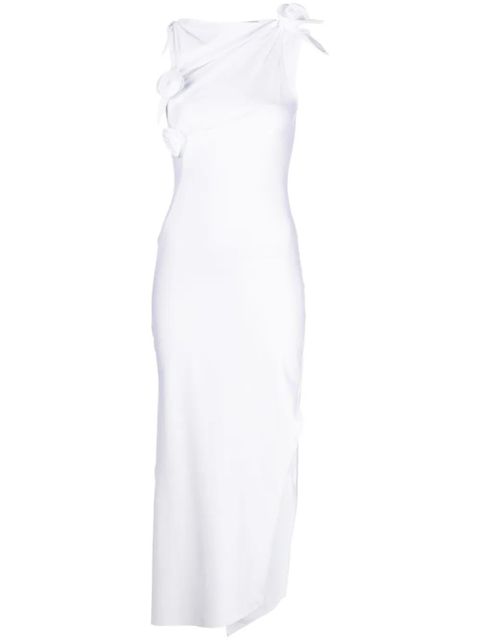 Coperni rose-appliqué asymmetric dress - White - zdjęcie produktu nr 1