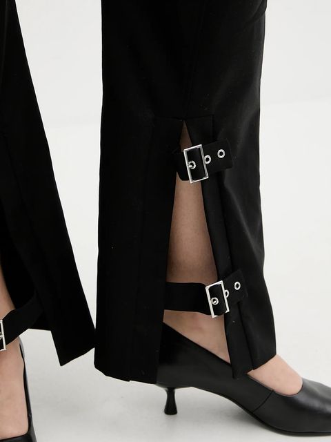 IRO spodnie bawełniane damskie kolor czarny proste high waist WM23MALLIA