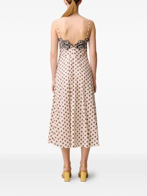 Claudie Pierlot floral-print embroidered midi dress - Neutrals