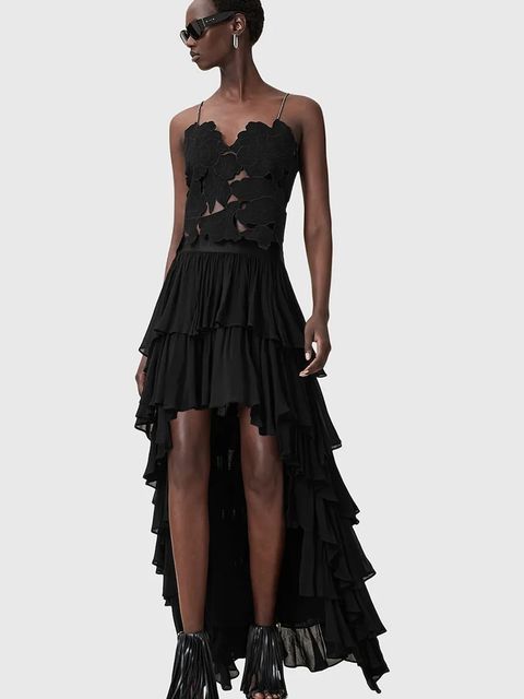 AllSaints spódnica CAVARLY kolor czarny maxi rozkloszowana W072RC