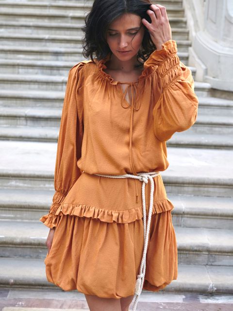 BY CABO - Żółta sukienka bombka Bali - zdjęcie produktu nr 1