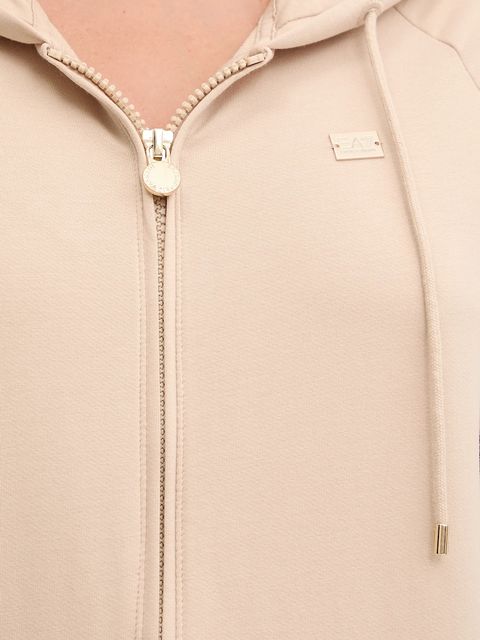 EA7 Emporio Armani bluza damska kolor beżowy z kapturem gładka AF13135.7W000458